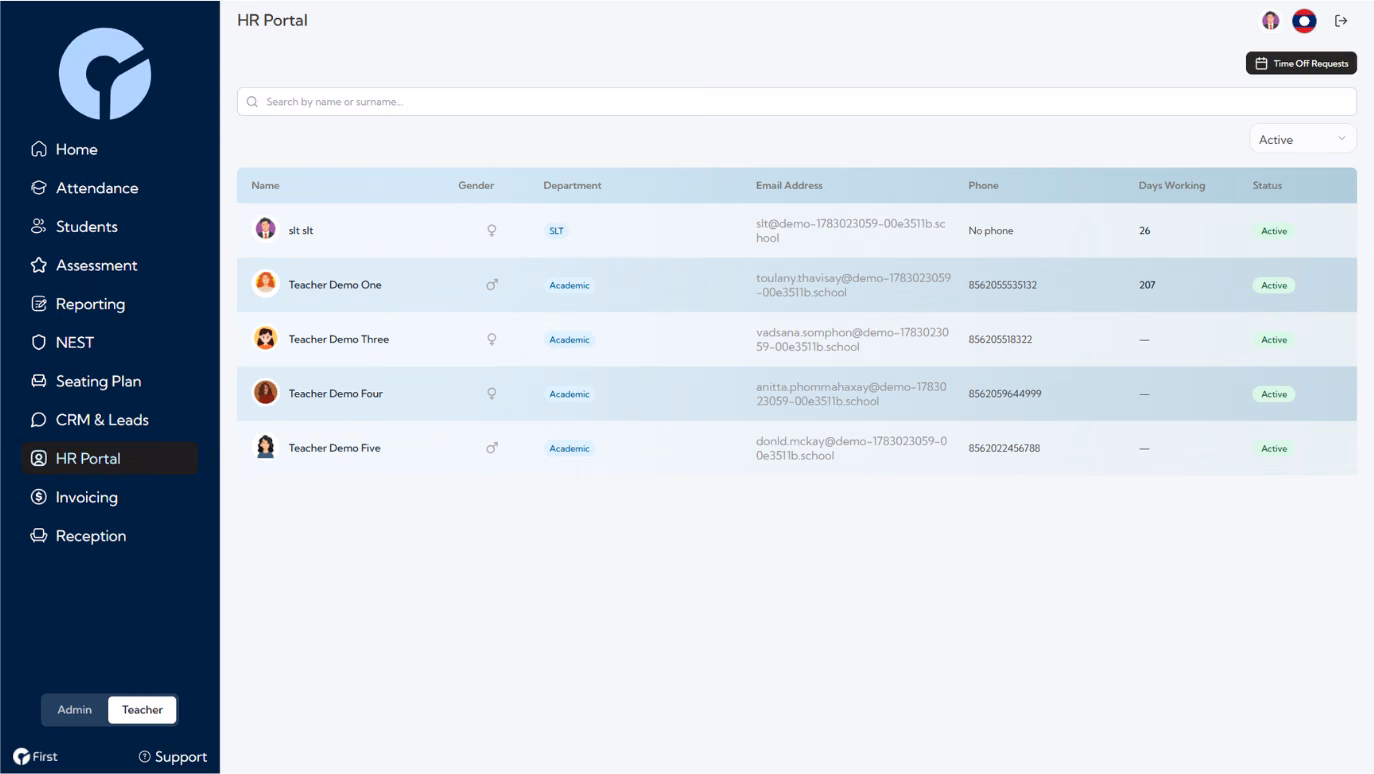 HR portal screenshot