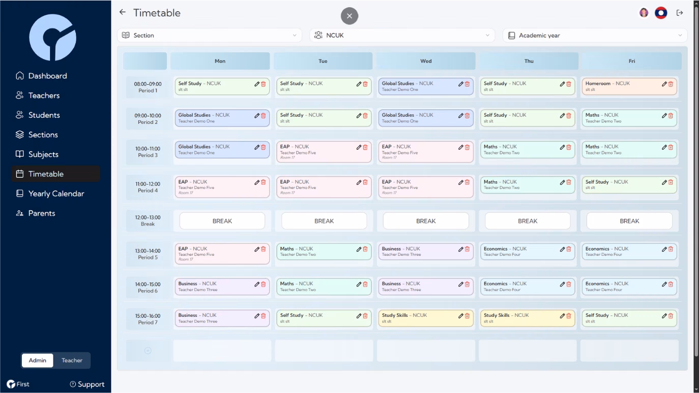 Timetable screenshot